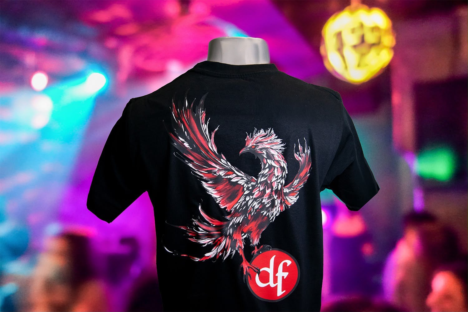 Darkflower T-Shirt Rückseite mit großem Phönix-Druck